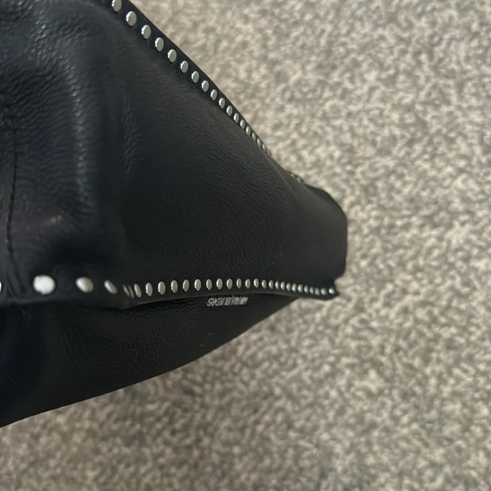 MICHAEL Michael Kors Black Stud-Trim Leather Hobo